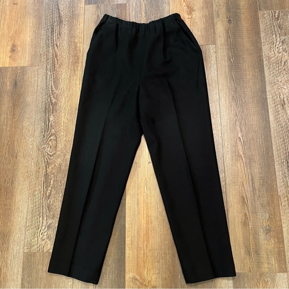 Vtg KORET Wool Pants Women’s Petites 26x28 Black Straight Leg‎ Pockets Lined